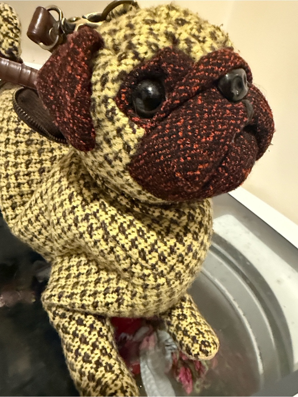 Plush Dog Toy / Decorative Pug in Yellow and Brown pug purse